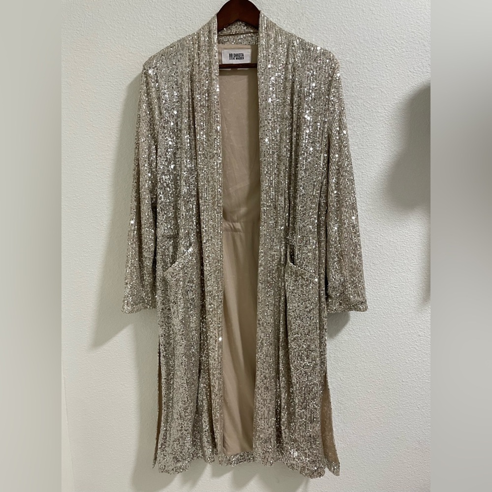 Bb Dakota Steve Madden Show Stopper Sparkling Sequin Duster Jacket Anthropologie